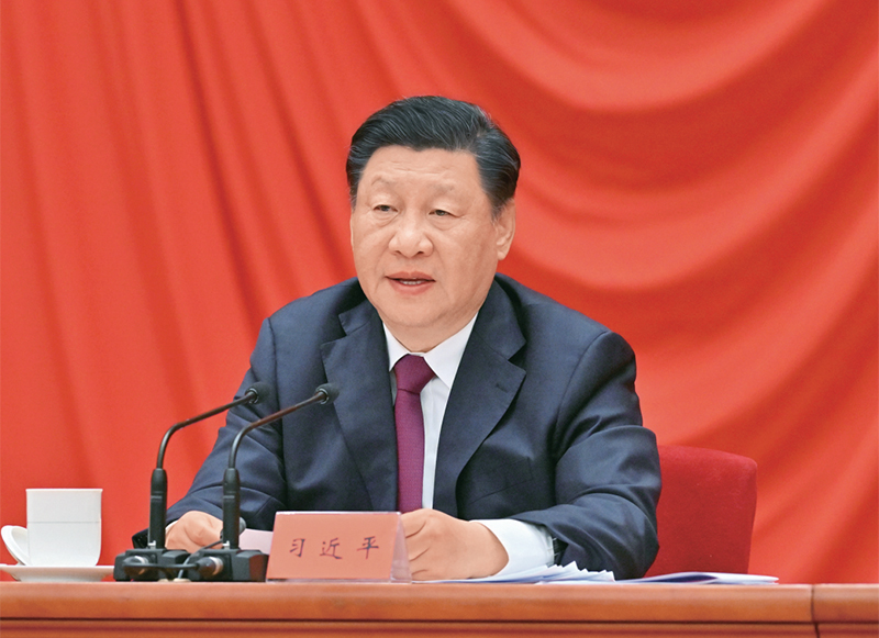 2022年5月10日,慶祝中國共產主義青年團成立100周年大會在北京人民大會堂隆重舉行。中共中央總書記、國家主席、中央軍委主席習近平在大會上發表重要講話。 新華社記者 岳月偉/攝